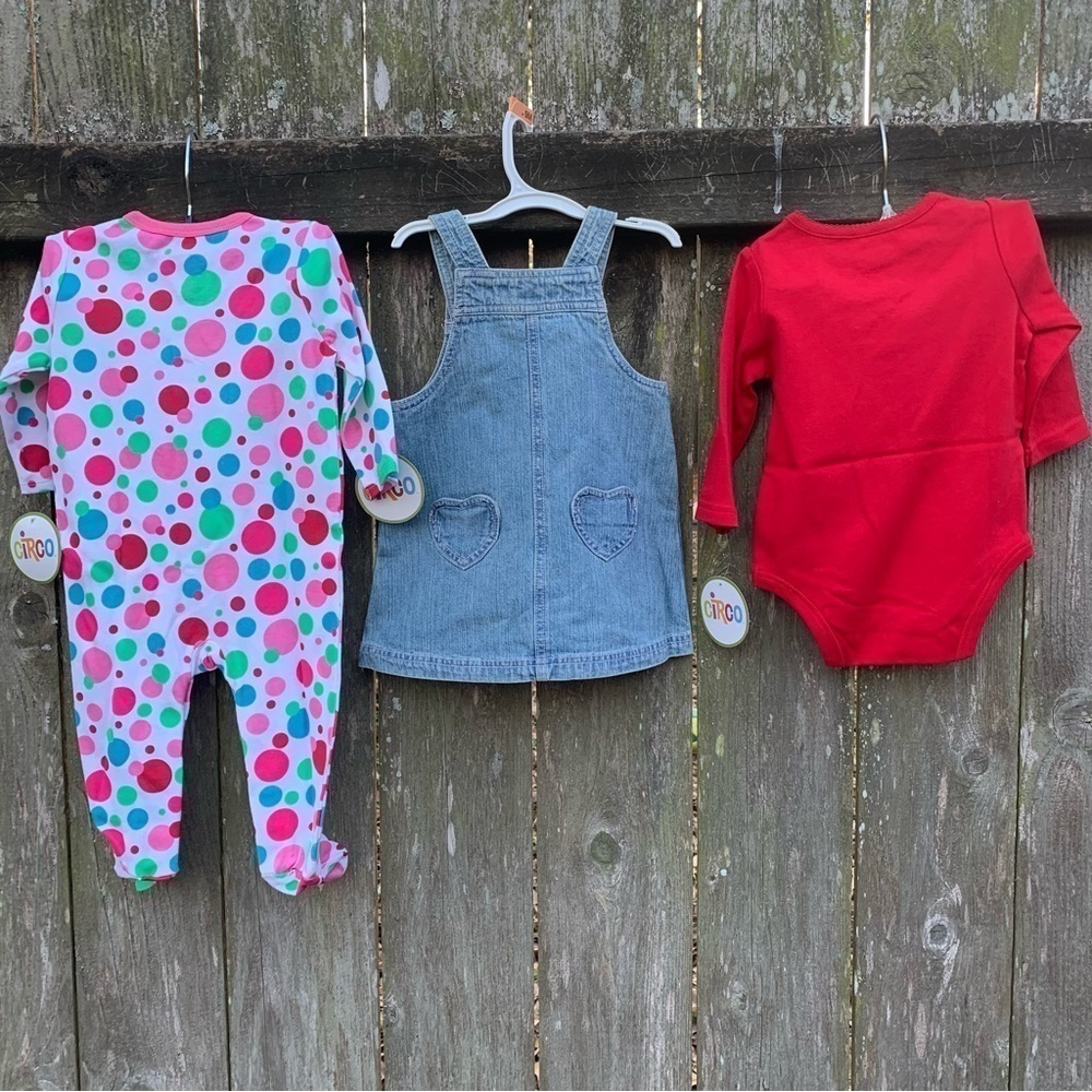 CIRCO outfit bundle Denim overall jumper dress bodysuit sleeper set spring fall - Picture 3 of 12
